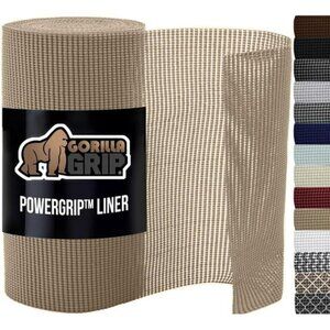 Gorilla Grip Drawer Shelf Liner Non Adhesive Grip Cabinet Mat 12x20 Beige